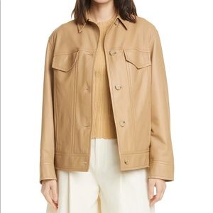 Vince Washed Leather Trucker Jacket